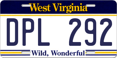 WV license plate DPL292