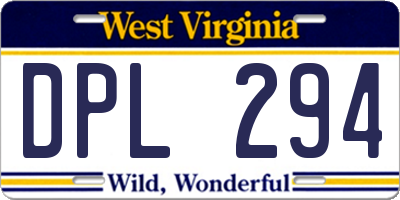 WV license plate DPL294