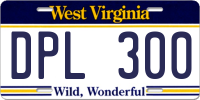 WV license plate DPL300