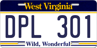 WV license plate DPL301