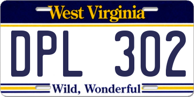 WV license plate DPL302