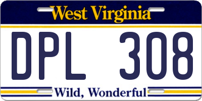 WV license plate DPL308