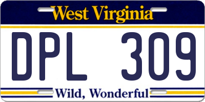 WV license plate DPL309