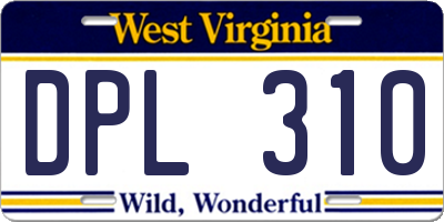 WV license plate DPL310