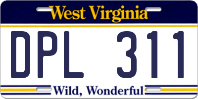 WV license plate DPL311