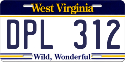 WV license plate DPL312