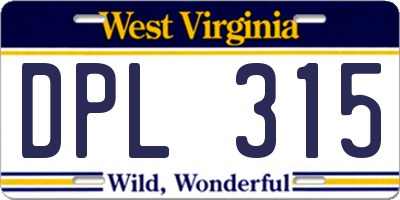 WV license plate DPL315