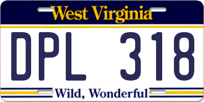 WV license plate DPL318