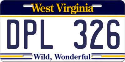 WV license plate DPL326