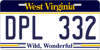 WV license plate DPL332