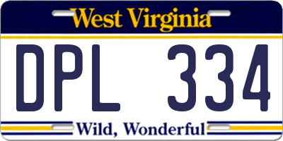 WV license plate DPL334
