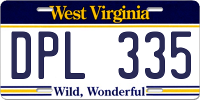 WV license plate DPL335