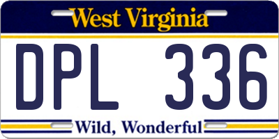 WV license plate DPL336
