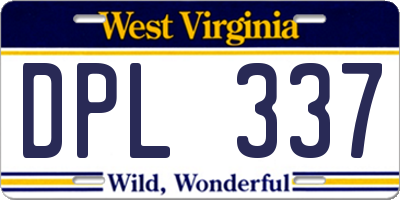 WV license plate DPL337