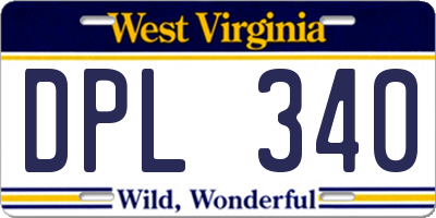 WV license plate DPL340
