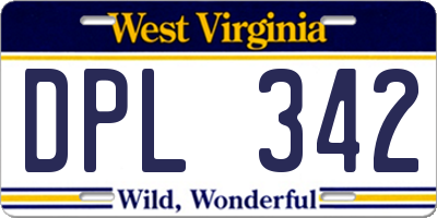 WV license plate DPL342