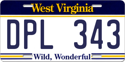 WV license plate DPL343