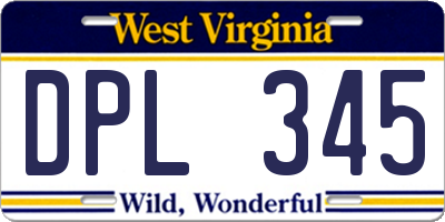 WV license plate DPL345