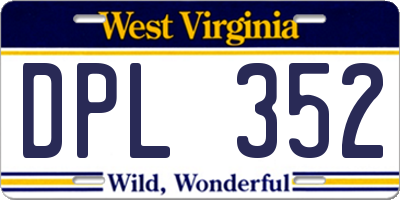 WV license plate DPL352