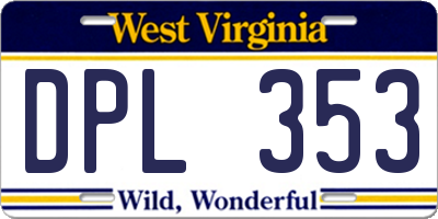 WV license plate DPL353