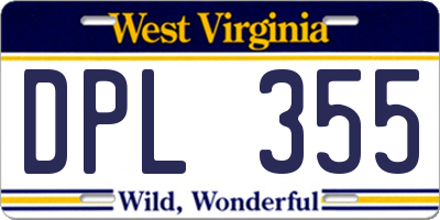 WV license plate DPL355