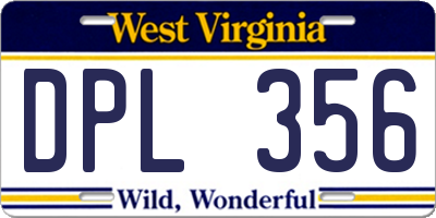 WV license plate DPL356