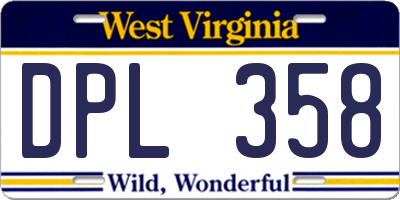 WV license plate DPL358