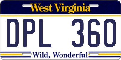 WV license plate DPL360