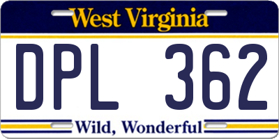 WV license plate DPL362