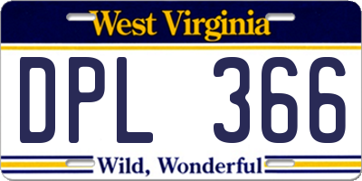 WV license plate DPL366