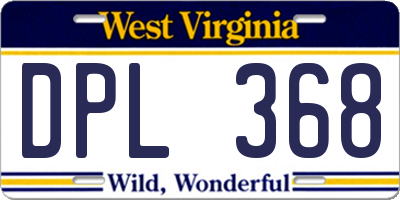 WV license plate DPL368