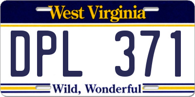 WV license plate DPL371