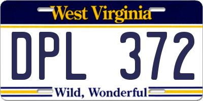 WV license plate DPL372