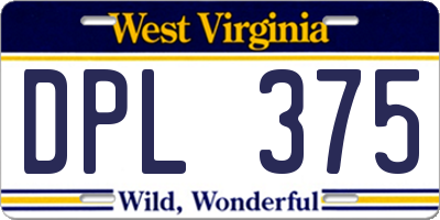 WV license plate DPL375