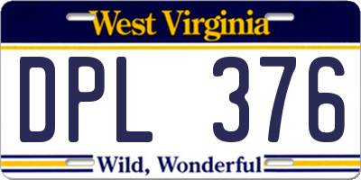 WV license plate DPL376