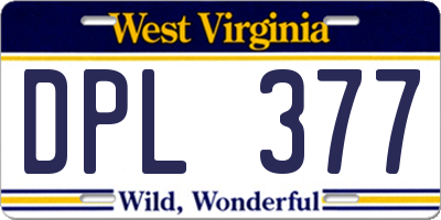 WV license plate DPL377