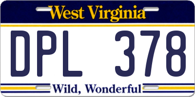 WV license plate DPL378
