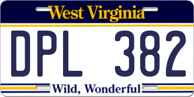 WV license plate DPL382