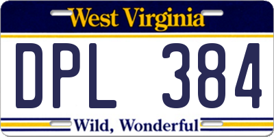 WV license plate DPL384