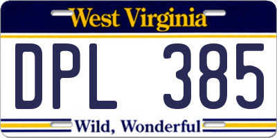 WV license plate DPL385
