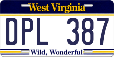 WV license plate DPL387