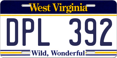 WV license plate DPL392