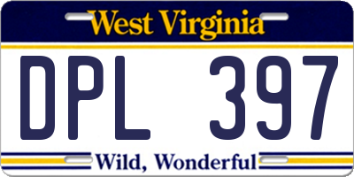 WV license plate DPL397