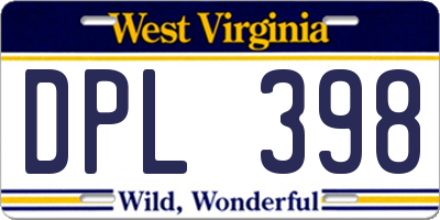 WV license plate DPL398
