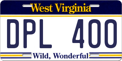 WV license plate DPL400
