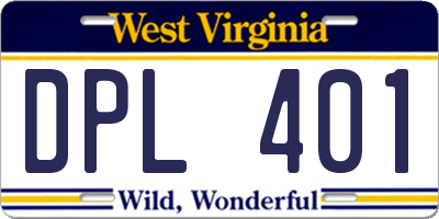 WV license plate DPL401