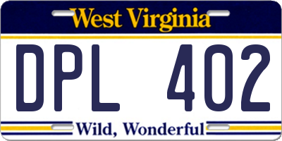 WV license plate DPL402