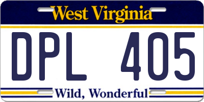 WV license plate DPL405