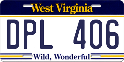 WV license plate DPL406