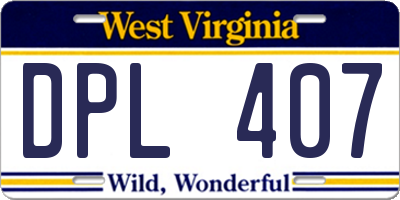 WV license plate DPL407